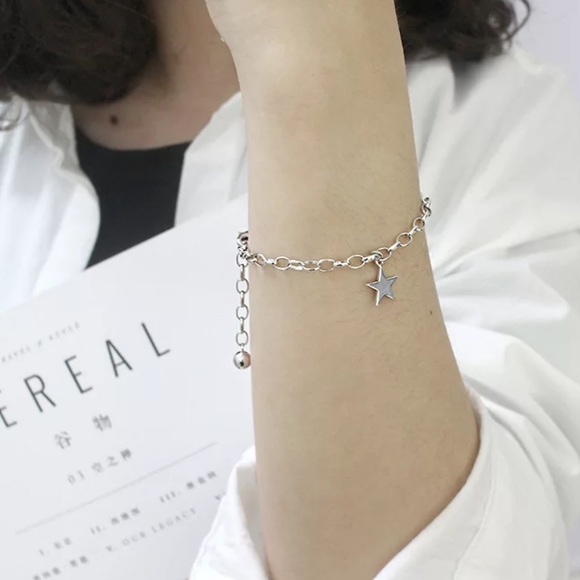 NEW 925 STERLING SILVER STAR PENDANT BRACELET, NICE BRACELET, CUTE BRACELET - Picture 6 of 9